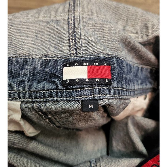 Vintage 2001 Y2K Tommy Hilfiger Tommy Jeans Blue Denim Overall Shorts Adult M - Picture 6 of 9